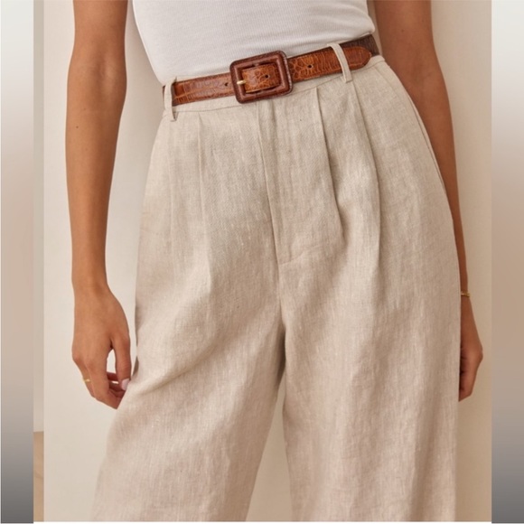 REFORMATION Petite 00P Vesta Oatmeal Linen Pants NEW - Picture 3 of 16